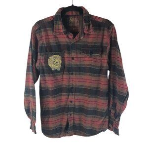 Dowdy Studio Mens Flannel Shirt Button Down Chest Pockets Plaid Red Black M